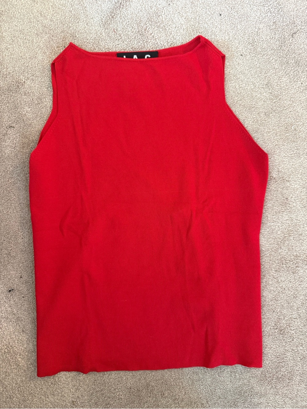 L.A.M.B. Red Sleeveless Boatneck Knit Tank